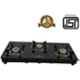 Good Flame BK Nano 3 Burners Manual Ignition Glass Gas Stove with ISI Quality Mark & 1 Year Warranty, GF0072