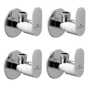 Cliquin Opal Brass Silver Chrome Wall Mounted Angle Valve with Wall Flange (Pack of 4)