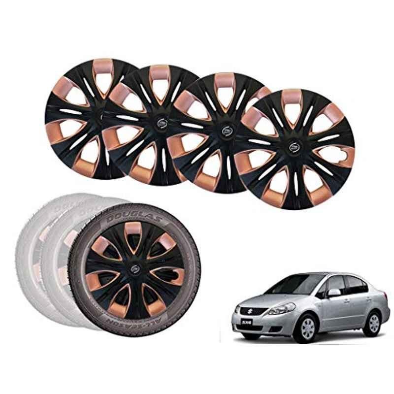 Auto Pearl 4 Pcs 15 inch ABS Black & Copper Car Wheel Cover Set for Maruti Suzuki SX4