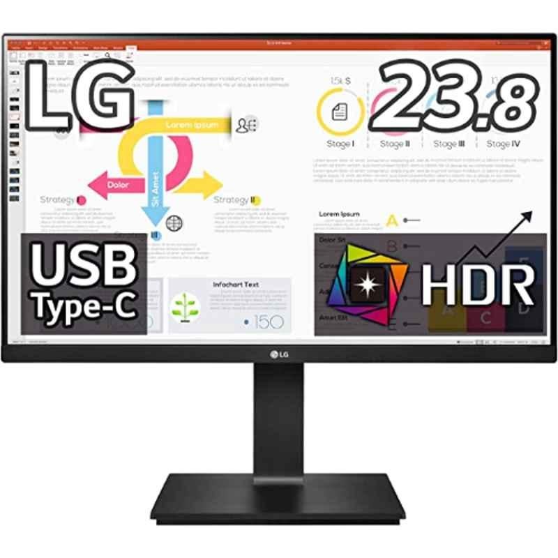 LG 24QP750 23.8 inch (2560x1440p) Frameless Display Monitor WQHD, IPS Matte, HDR, FreeSync, USB Type-C, HDMI & DP/Height Adjustment, Black