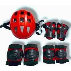 STYRKR Plastic & EVA Foam Red skating Protection Kit Helmet Elbow Guard Knee Guard Hand Guard Set Cycling KitKIT-1094
