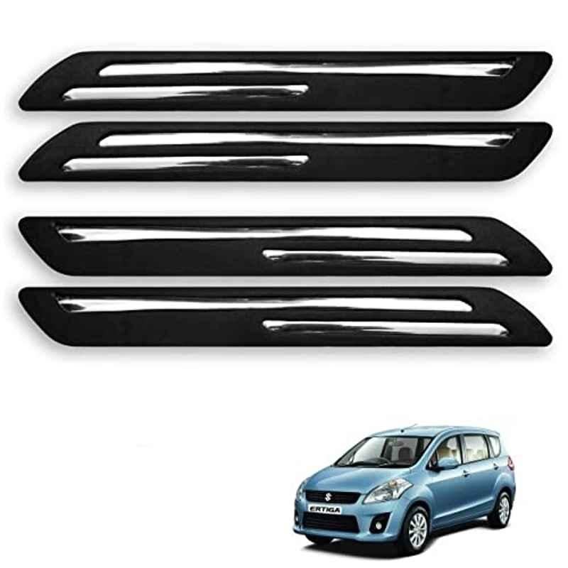 Kozdiko 4 Pcs Rubber Black Double Chrome Strips Car Bumper Protector Guard Set for Maruti Suzuki Old Ertiga