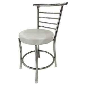 RW Rest Well RW-158 Leatherette White Ergonomic Dining Chair with Steel Chrome Finish