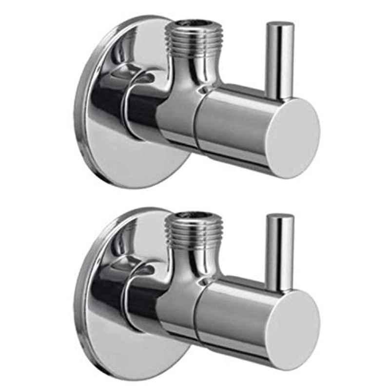 Torofy Turbo Stainless Steel Chrome Finish Angle Cock with Wall Flange (Pack of 2)