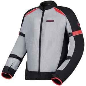 AllExtreme SNOWSTORM Mesh Fabric Black & Red Bike Riding Jacket with Armour, Back Elbows & Shoulders Protection, Size: S