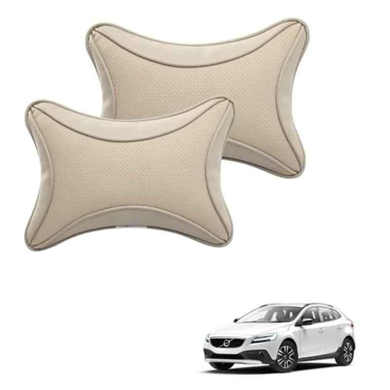 Kozdiko 2 Pcs Memory Foam & Polyester Beige Dots Car Neck Rest Pillow Set for Volvo V40, XNVJVHGJFH253
