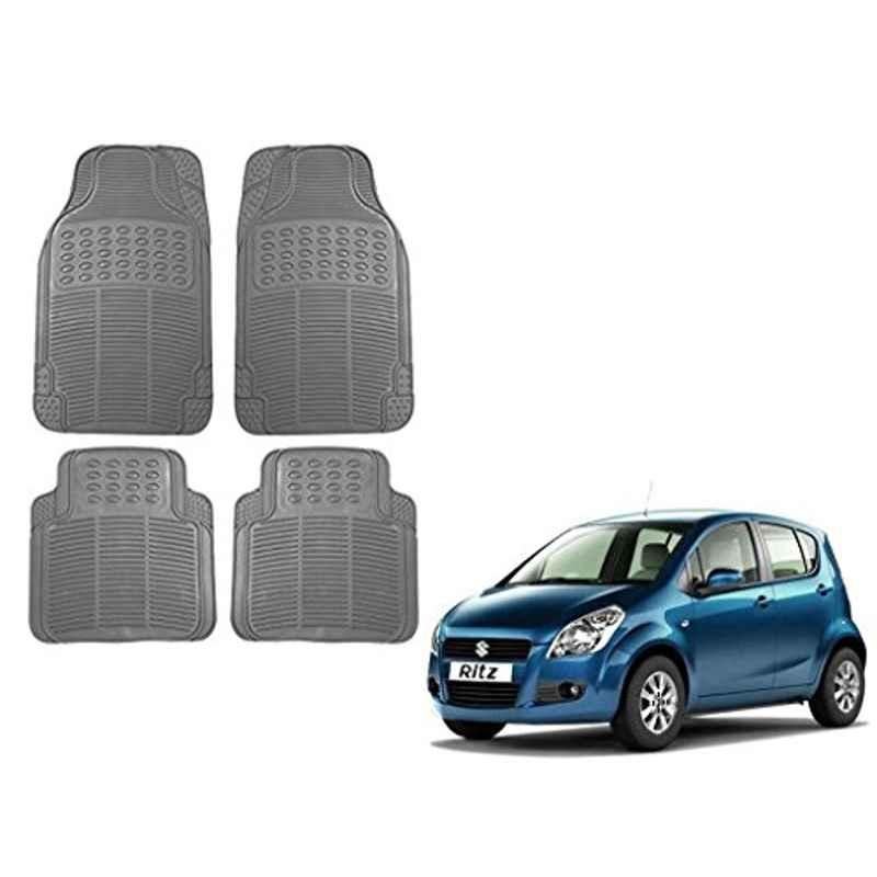 Kozdiko 4 Pcs Grey Rubber Car Mat Set for Maruti Suzuki Ritz