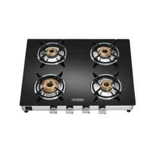 Hindware ARMO Plus GL 4B Glass Top Cooktop with 4 Brass Burner & Manual Ignition, CT 100213