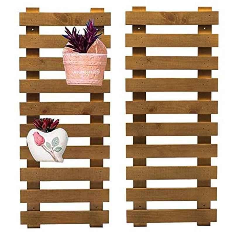 Rubik 60x25cm Wood Brown Wall Hanging Flower Stand (Pack of 2)