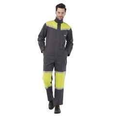 Atacama Fighter Poly Cotton Blend Twill Grey & Tendor Shot Industrial Coverall with Reflective Strip, AWC004GT, Size: L