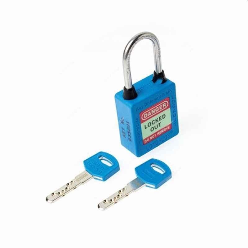 Loto-Lok 40x5mm Nylon & Stainless Steel Blue Three Point Traceability Padlock, 3PTPBKDMKR40