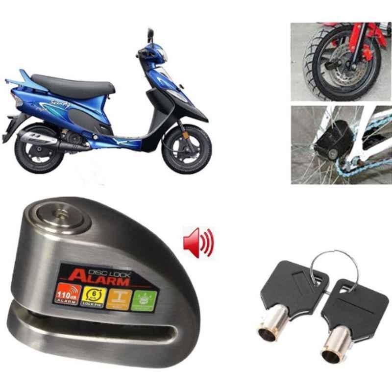 Auto Pearl Steel Black Anti-Theft Alarm Disc Brake Lock for Scooty Pep Plus BS6, Lock_686