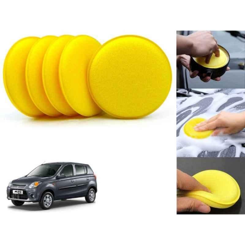 Auto Pearl Polyurethane Beige Washing & Waxing Polish Foam Sponge for Alto 800 (Pack of 5)