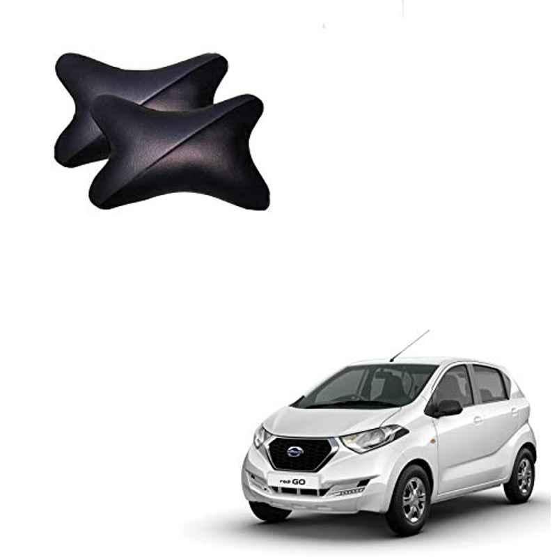 Kozdiko 2 Pcs Grey Black Neck Rest Cushion Pillow Set for Datsun Redi Go