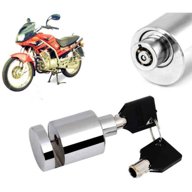 Auto Pearl Stainless Steel Silver Heavy Duty Anti Theft Motorcycle Disc Brake Lock, Lock-313