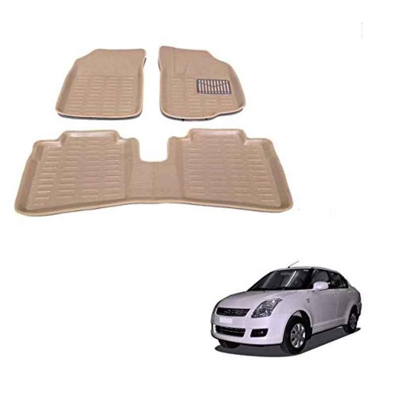 Kozdiko 3D Beige Car Foot Mat Set for Maruti Suzuki Old Dzire, koz_88115
