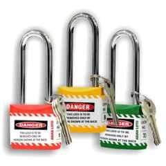 Asian Loto 3 Pcs 65mm Red, Yellow & Green Long Shackle Jacket Padlocks Set for Safety, ALC-LPL-RYG