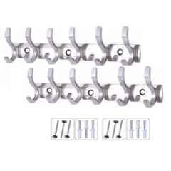 Ojass 6 Pin Stainless Steel Silver Duck Wall Mount Cloth Hanger with Screw & Grip, DHS06SS (Pack of 2)