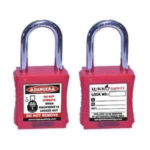 Lukko Safety 38mm Metal Shackle Red Safety Lockout Padlockwith 2 Master Keys, LS-LC37