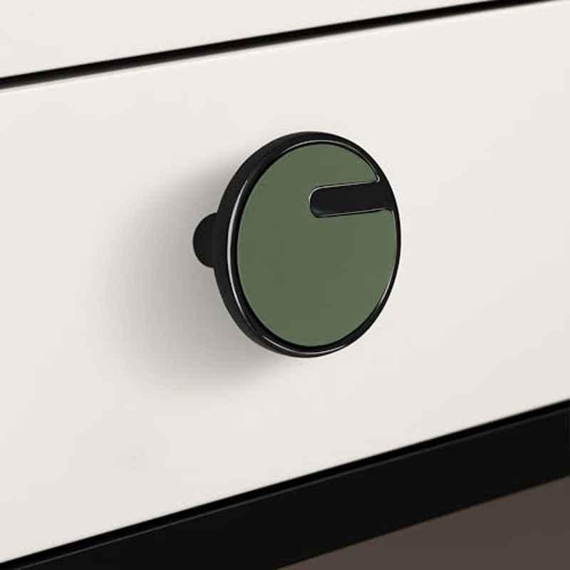 Plantex Knobs for Drawers/Drawer Knobs/Round Knob for Cabinets/Pull-Push Knob for Kitchen/Bedroom/Drawer SH-433, DC-Black & Green