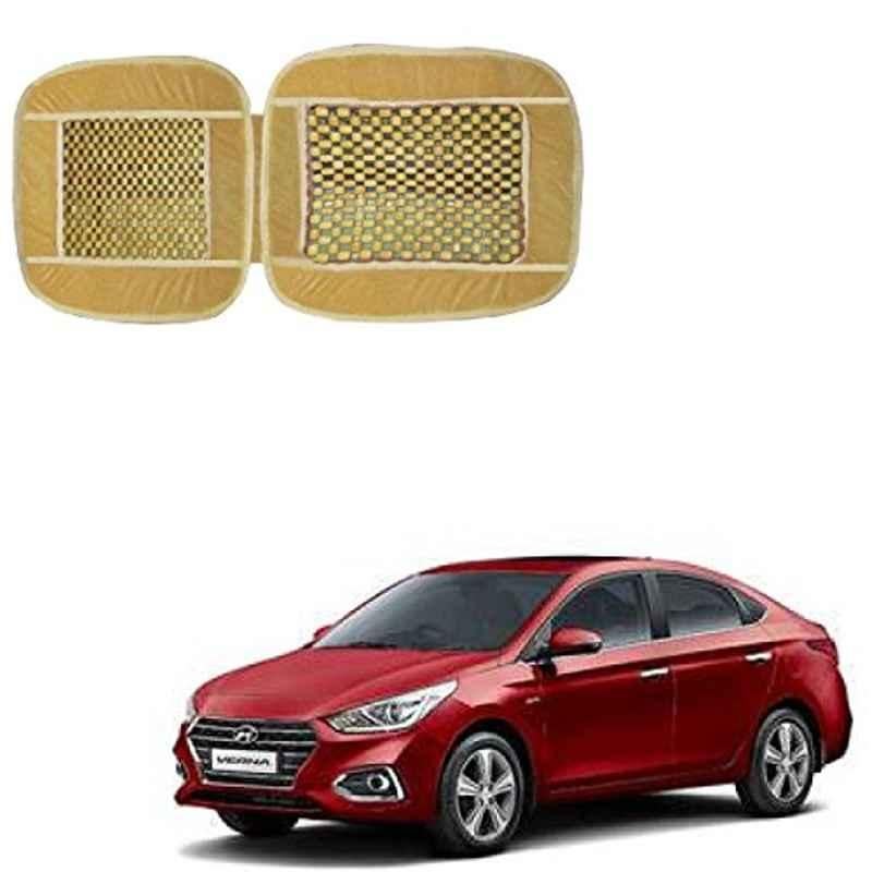 Kozdiko Wooden Bead Seat with Beige Velvet Border for Hyundai Verna Nextgen 2017