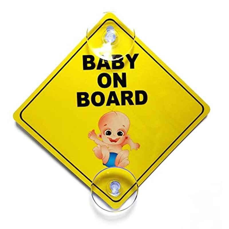Rubik RB-BIC-YS-05 12x12cm Yellow Baby in Car Sign with Suction Cup