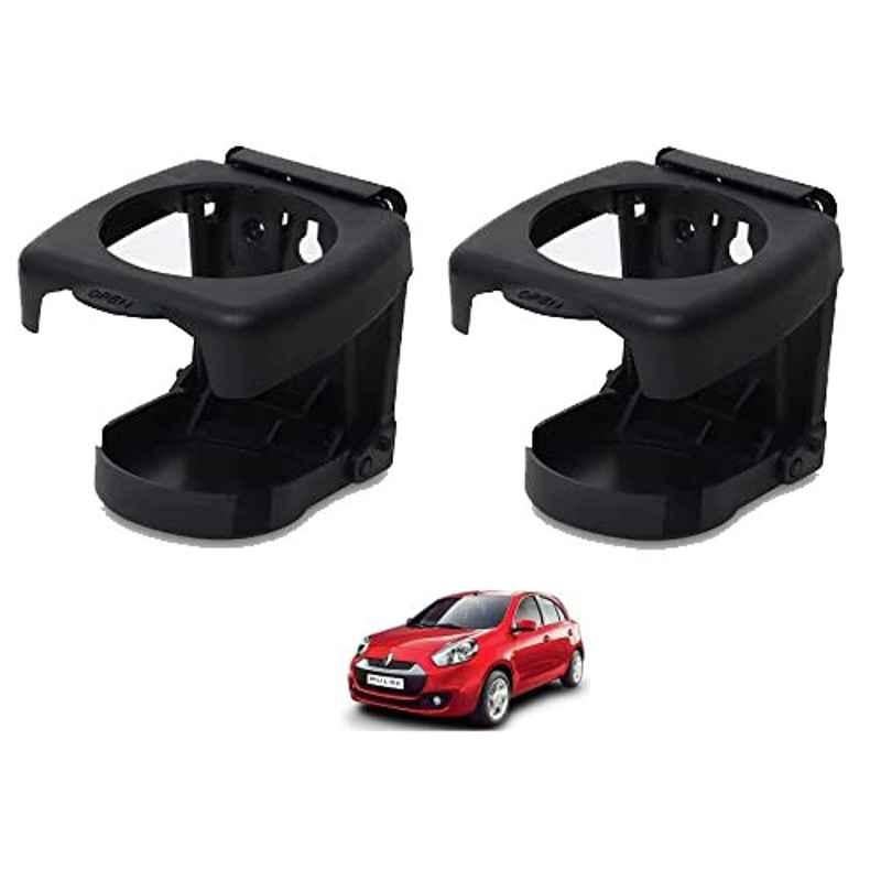 Kozdiko Plastic Black Foldable Car Drink Holder for Renault Pulse (Pack of 2)