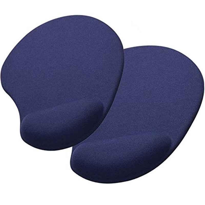 Rubik Polyurethane Navy Blue Mouse Pad with Gel Wrist Rest, RWRMP-NBL2 (Pack of 2)