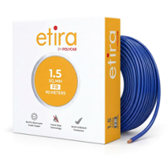 Polycab Etira 1.5 Sqmm 90m Blue Single Core FR Multistrand PVC Copper Insulated Unsheathed Industrial Cable