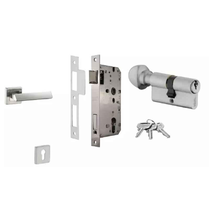 Dorset ML Series Elmo 60mm Stainless Steel Silver Chrome Finish Door Handle Lock Set with Knob & Key (Pack of 4)