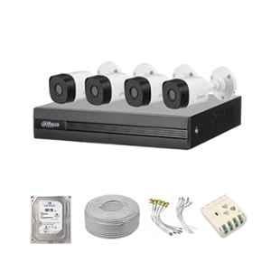 Dahua 4 Pcs 2MP Bullet CCTV Camera, 4 Channel XVR, 4 Pcs Cable Coil, 4 Channel Power Supply, 8 Pcs BNC Connectors, 4 Pcs DC Connectors & 500GB Hard Disc Kit