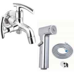 Prestige C-2 Brass Chrome Finish 2 Way Bib Cock with Jazz Health Faucet