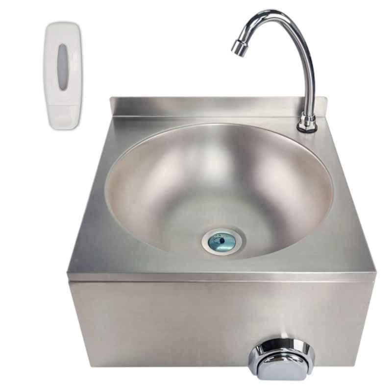 400x400x250mm Stainless Steel Silver Knee Operated Hand Wash Basin