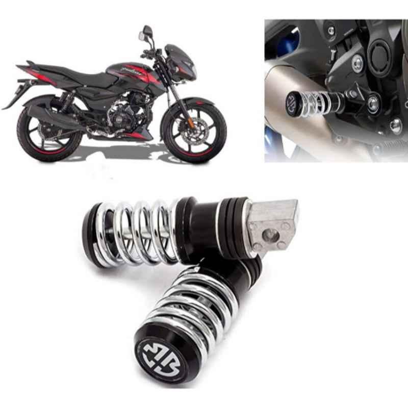 Auto Pearl 2 Pcs Steel Black Foot Rest Spring Coiled Set for Pulsar
