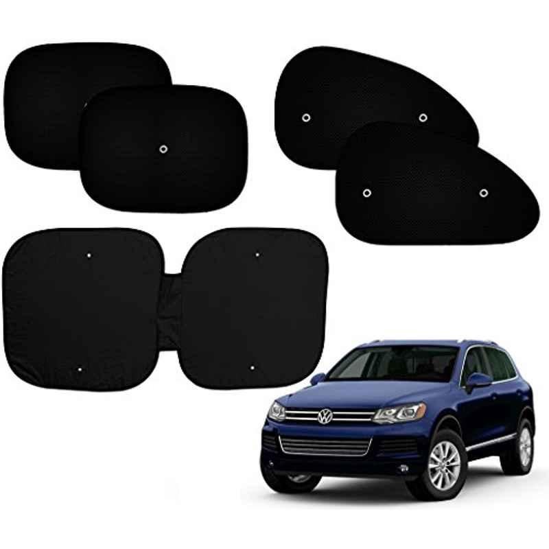 Auto Pearl 5 Pcs PVC & Mesh Black Window & Front Sun Shade Set for Volkswagen Touareg