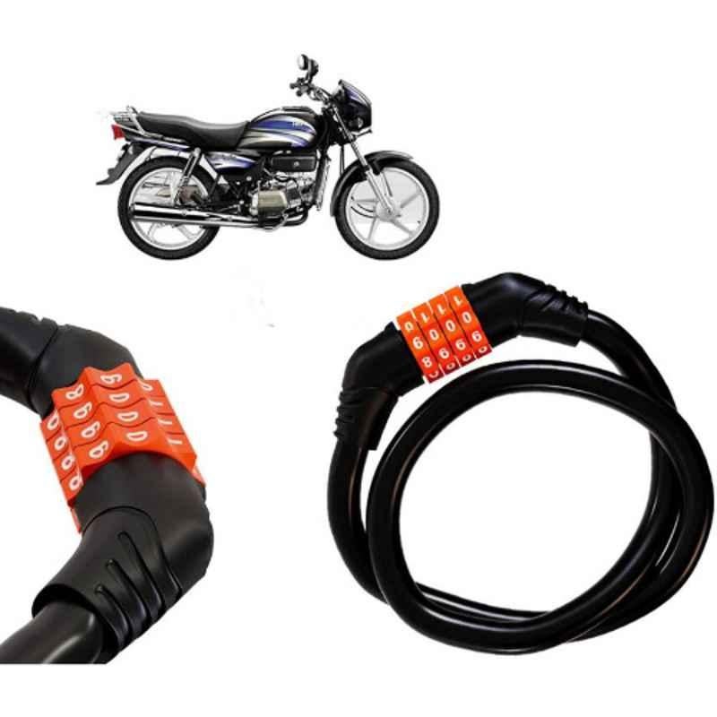Auto Pearl Black & Orange 4 Digit Anti-Theft Combination Number Lock for Splendor Pro