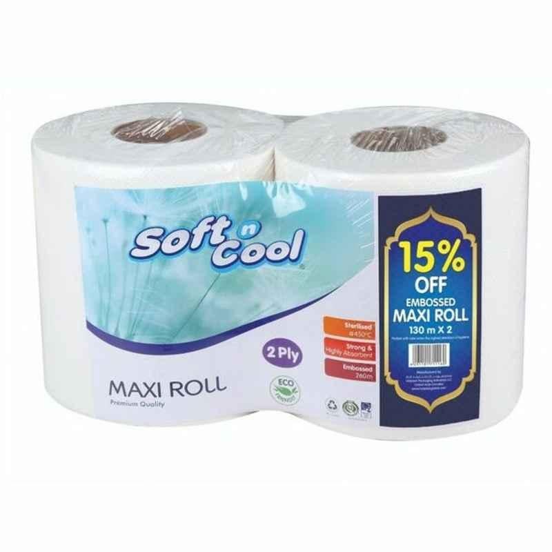 Hotpack Soft N Cool Twin Pack Maxi Roll, MR2TP, 2 Ply, 260 m, 2 Pcs/Pack