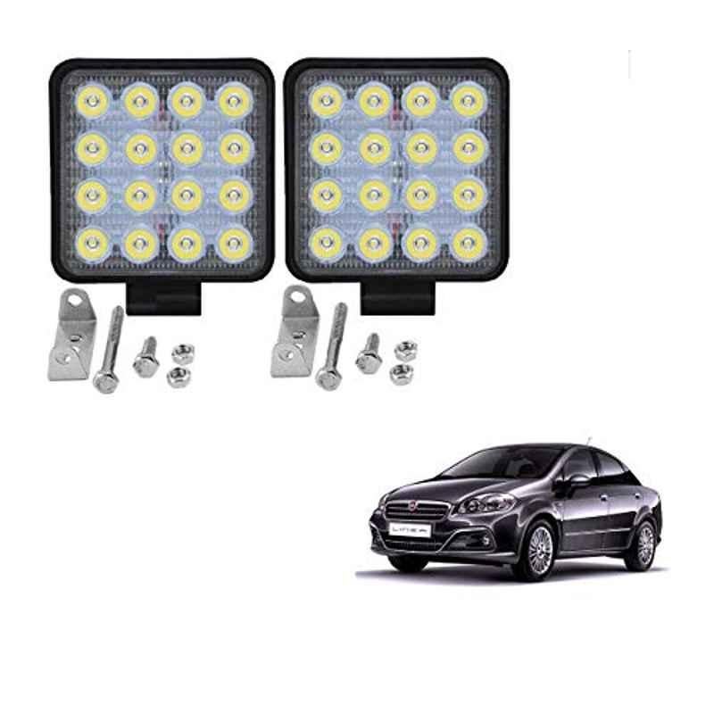 Kozdiko 2 Pcs 48W 16 LED White Bright Beam Square Fog Light Set for Fiat Linea, koz_92545