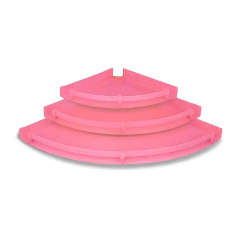 HomeWorks 3 Pcs Acrylic Pink Bathroom Corner Shelf Set