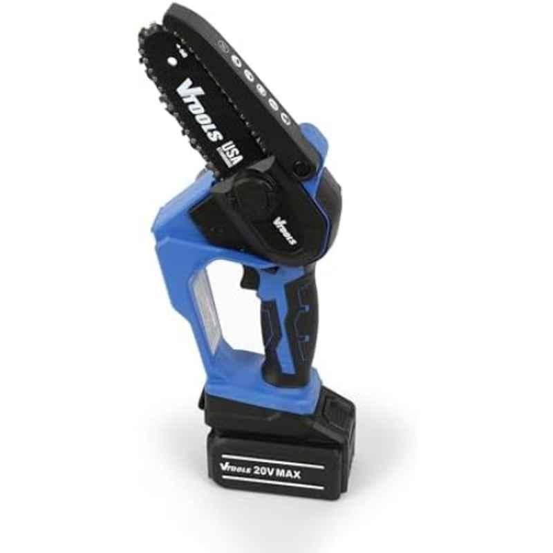 VTOOLS 6 inch 20V 4Ah Cordless Motor Log Chain Saw with Rechargeable Battery, VT1222