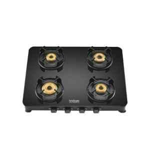 Hindware Alverio 4B Glass Top Cooktop with 4 Brass Burner & Manual Ignition, CT 100185