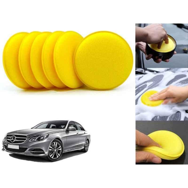 Auto Pearl Polyurethane Beige Washing & Waxing Polish Foam Sponge for E220 (Pack of 6)
