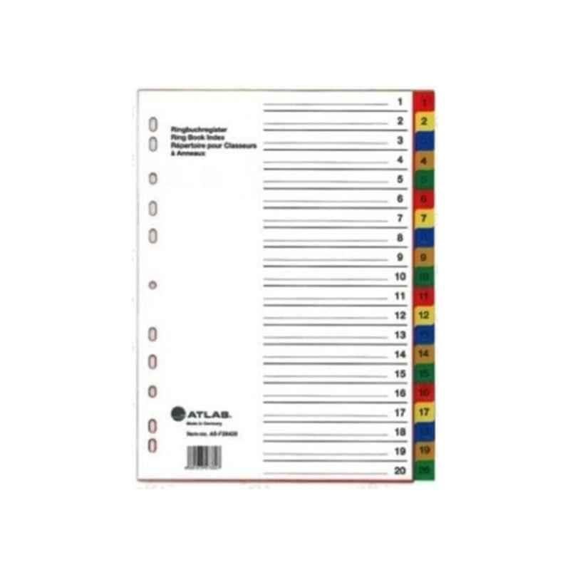 Atlas A4 Plastic Colored Divider with numbers 1-20