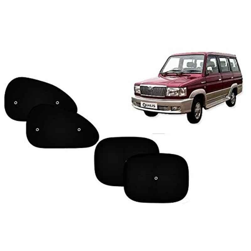 Auto Pearl 4 Pcs PVC & Mesh Black Window Side Sun Shade Set for Toyota Qualis