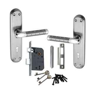 Atom Excel Stainless Steel Stain Finish Dotted Double Stage Mortise Lock Set With 3 Keys