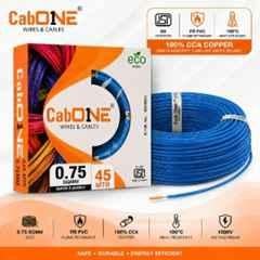 CabONE Lite 0.75 Sqmm Blue Single Core FR PVC Insulated CCA Copper Electrical Wire, Length: 45 m