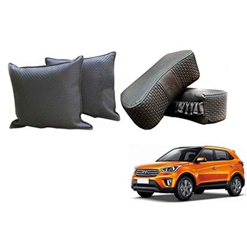 Kozdiko One Pair Grey Neck Rest & One Pair Cushion Combo for Hyundai Creta