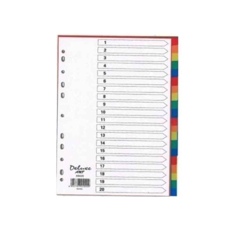 Deluxe 20 Tabs A4 Plastic Colored Divider