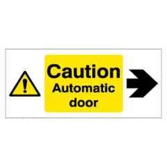 SUNSIGNS 600x300mm Vinyl & ACP Sheet Caution Automatic Door Left Signage, SN0207VNLM3HPIFBS