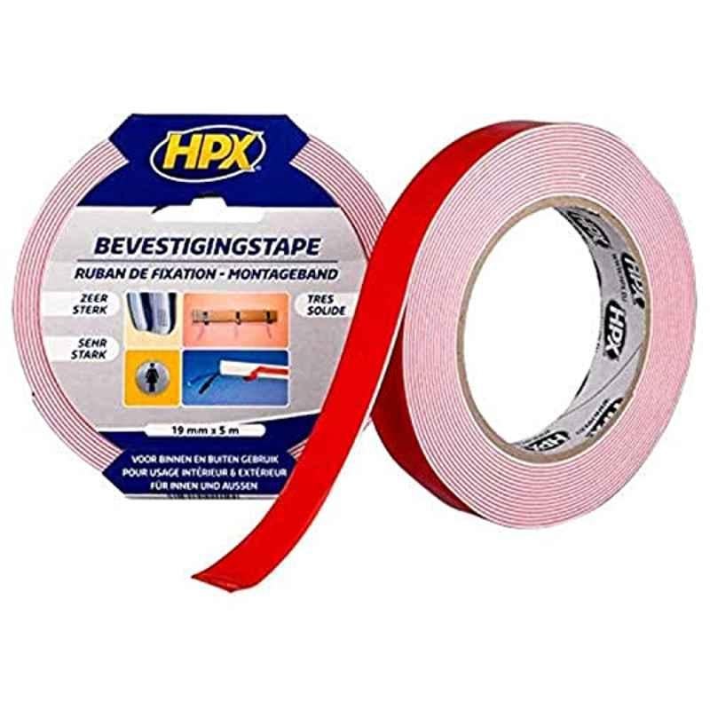HPX Mirror 19mmx5m White Mounting Double Side Foam Tape, 120081